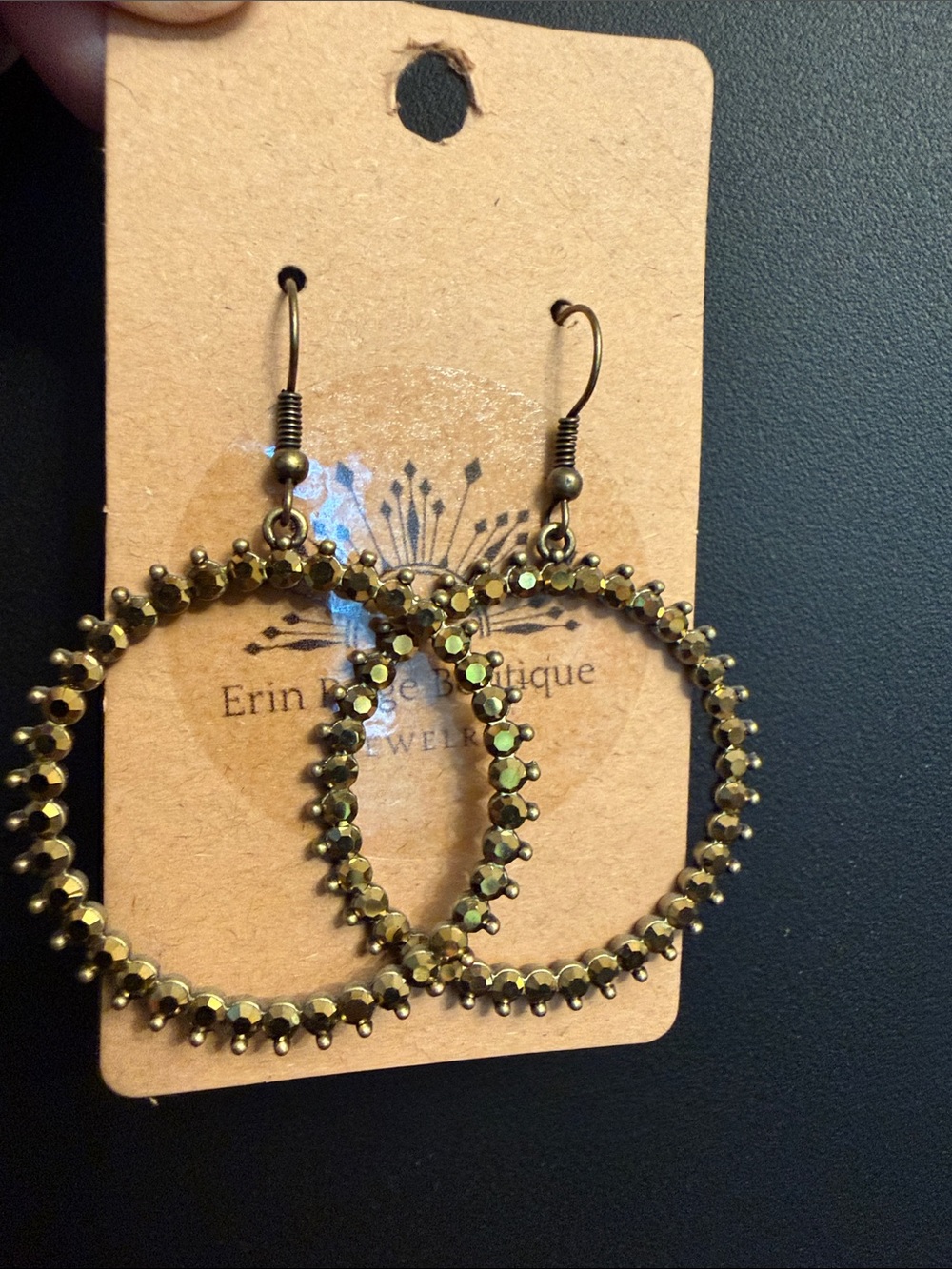Gold-Tone Beaded Hoop Earrings